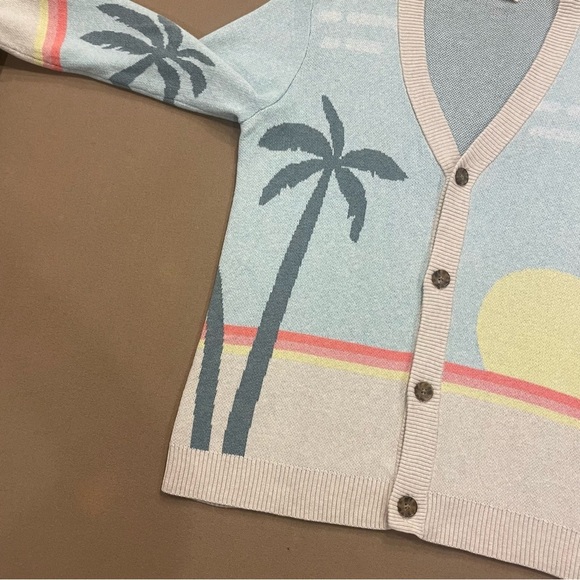Marine Layer Men’s Palm Tree Sunset Finn Intarsia Cardigan Sweater Size Medium - Picture 7 of 14